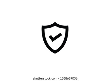 Shield with a checkmark. Protection and security symbol. 