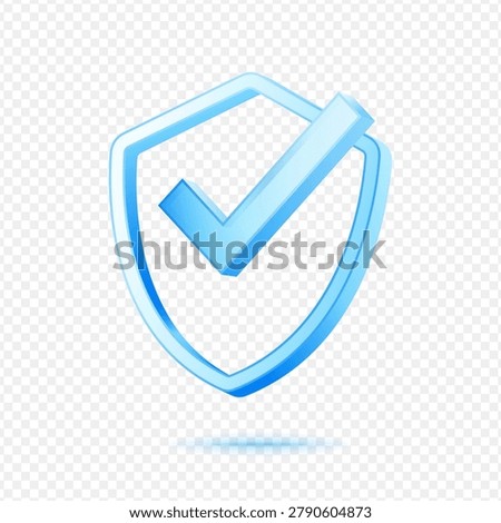 Shield Checkmark Security, 3D Blue Glossy Protection Icon