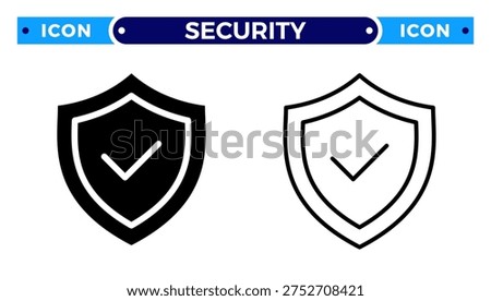 Shield with Checkmark for Security Protection and Verified Guarantee Vector Icon Set