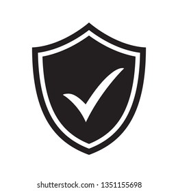 Shield with checkmark symbol for download. Tick shield security icon. Vector icon.