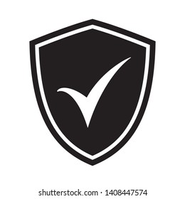 Shield with checkmark symbol for download. Tick shield security icon. Vector icon.