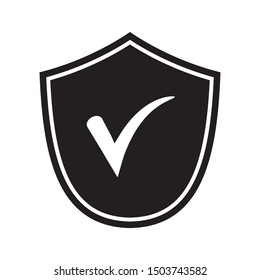 Shield with checkmark symbol for download. Tick shield security icon. Vector icon.
