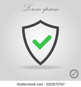 Shield with checkmark symbol for download. Vector icon