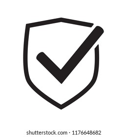 Shield with checkmark symbol for download. Vector icon
