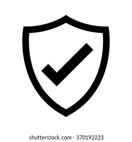 Shield with checkmark symbol for download. Vector icon