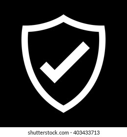 Shield with checkmark symbol for download. Vector icon
