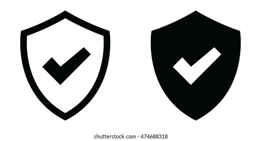 Shield With Checkmark Symbol For Download . Vector Illustration