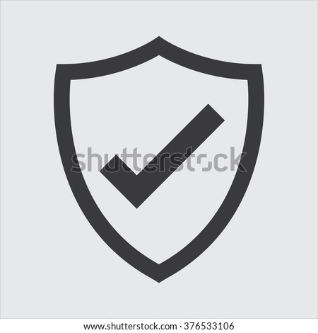 Shield with checkmark symbol for download. Vector icon