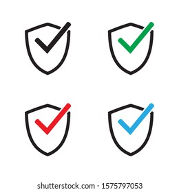 Shield with checkmark symbol. Tick shield security icon. Vector icon.