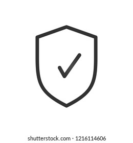 Shield with checkmark symbol . Vector illustration isolated on white background.