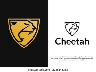 shield cheetah logo design. logo template