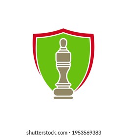 Shield Chess logo design vector illustration, Creative Chess logo design concept template, symbols icons