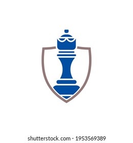 Shield Chess logo design vector illustration, Creative Chess logo design concept template, symbols icons