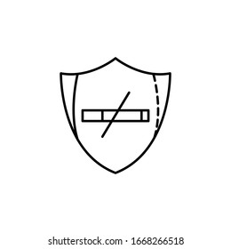 Shield, cigarette icon. Simple line, outline vector elements of safety at work for ui and ux, website or mobile application