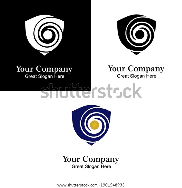Shield and circle\
abstract vector logo.