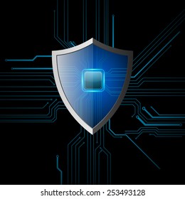 shield with circuit background,vector
