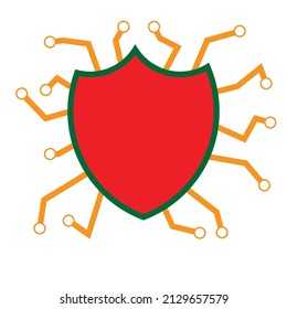 Un escudo con circuito. Concepto de protección de internet - ilustración tecnológica . vector 