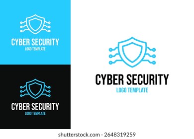 Escudo con el circuito para la Ilustración vectorial de la Plantilla del diseño del logotipo de la ciberseguridad