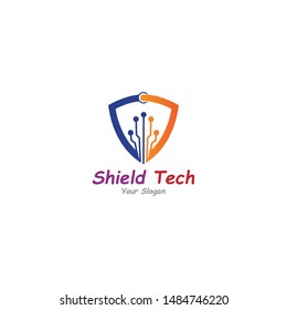 Shield With circuit technology icon template
