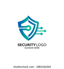 Shield and circuits for technology protection logo design template