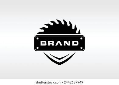 escudo logotipo de emblema de sierra circular