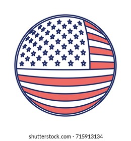 shield in circular shape with flag united states of america color sections silhouette on white background vector illustration