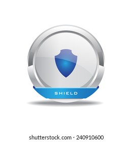 Shield Circular Vector Blue Web Icon Button