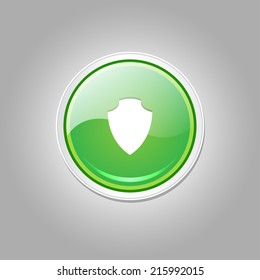 Shield Circular Vector Green Web Icon Button
