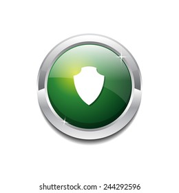 Shield Circular Vector Green Web Icon Button