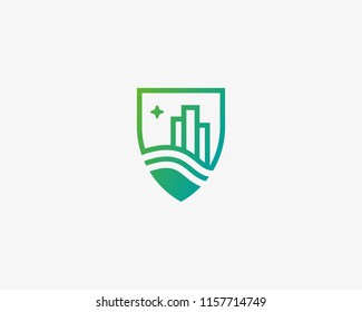 Shield city house logotype. Premium real estate logo. 