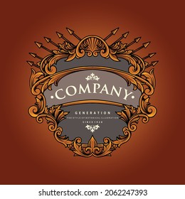 Shield Classic Ornaments for Company Business Vector illustrations for Logo, mascot merchandise t-shirt, stickers and Label designs, poster, greeting cards advertising business company or brands.