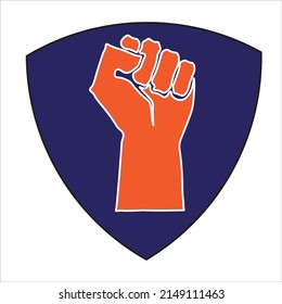 A shield with clenched fist sign - concept about resistance and revolution - Freedom Illustration , vector , icon 