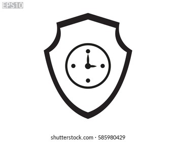 shield, clock, icon, vector illustration eps10