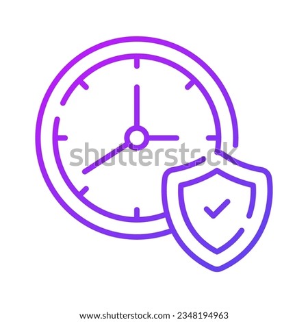 Shield with clock, protection time, warranty period icon design, premium vector