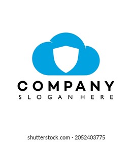Shield Cloud Icon Element, Creative Cloud Logo Design Template. Cloud Shield Logo Vector