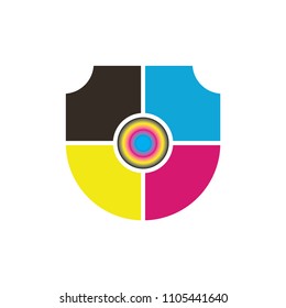 Shield with CMYK color logo