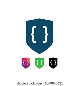 Shield code icon vector.