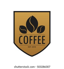 Shield Coffee Logo or Icon Template. Isolated.