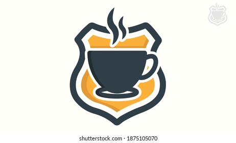 Shield coffee logo template. Vector