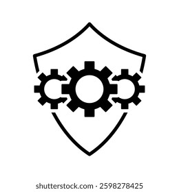 shield and cogwheel gears icon vector	