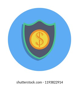 shield and coin colored icon in badge style. One of Banking collection icon can be used for UI, UX