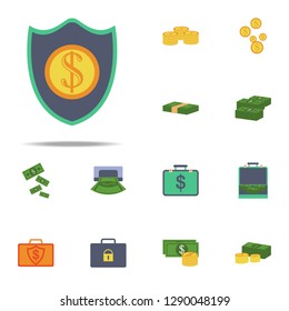 shield and coin colored icon. Banking icons universal set for web and mobile