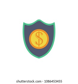 shield and coin colored icon. Element of bankings for mobile concept and web apps. Detailed shield and coin colored icon can be used for web and mobile. Premium icon on white background