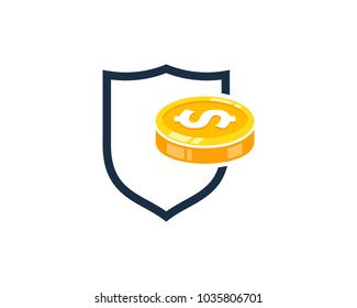 Shield Coin Icon Logo Design Element