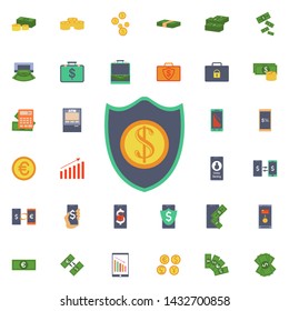 Shield and coin icon. Universal set of banking for website design and development, app development
