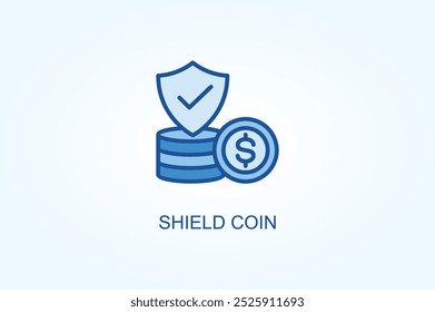 Ilustração de símbolo de símbolo de símbolo de vetor de Moedas de Escudo