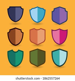 Shield collection. Great vector for security, computers, laptops, smartphones, passwords, locks, apps, web, social media etc.