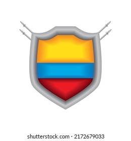 shield with colombia flag icon isolated