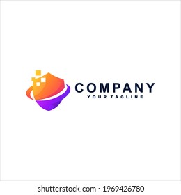 shield color gradient logo design