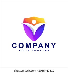 shield color gradient logo design